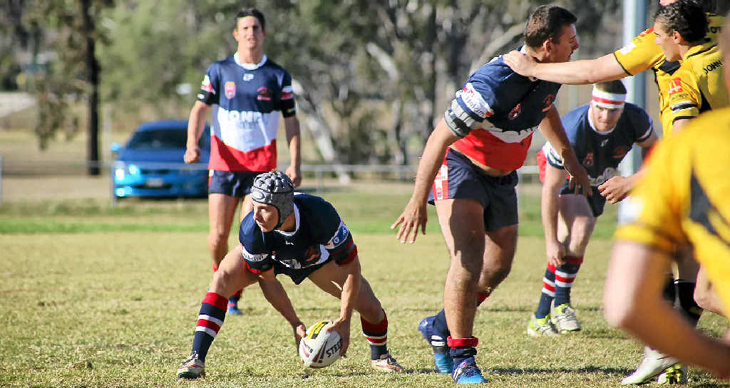 Justin Croft at dummy-half for the Warwick Cowboys.